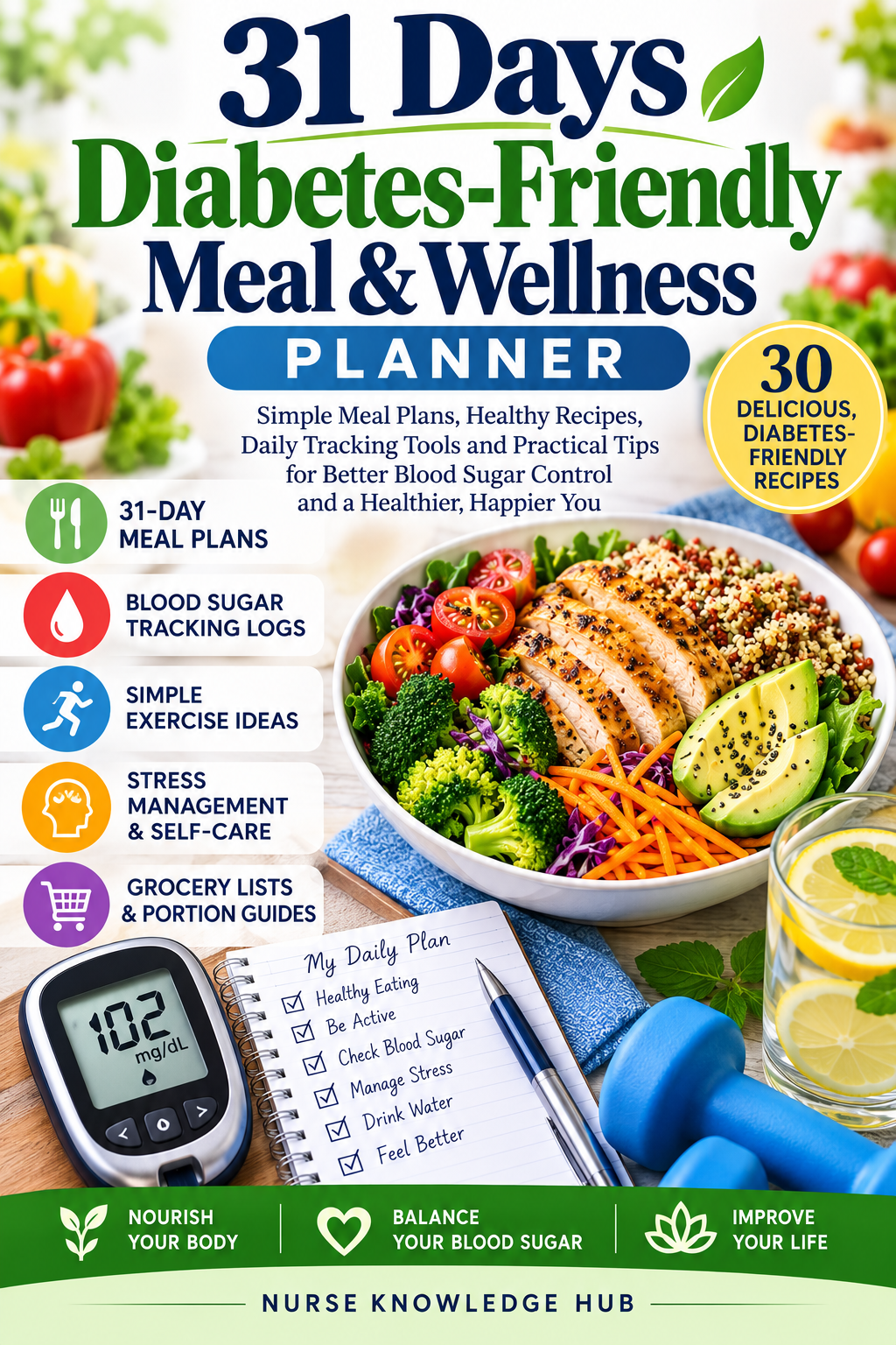 31 Days Diabetes-Friendly Meal & Wellness Planner